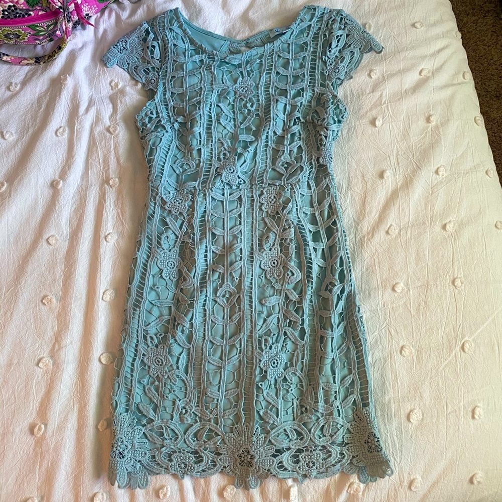 Lace Blue Mini Dress